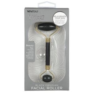 Black Obsidian Double-sided Facial Roller Massager by Vivitar NEW WITH BOX